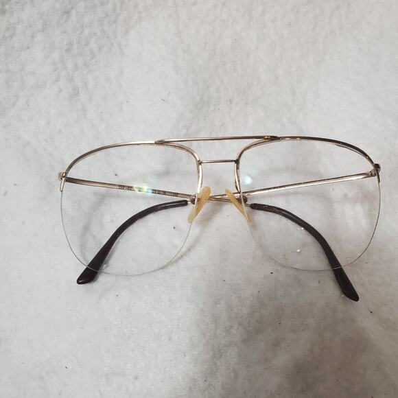 Vintage Logo Paris Prescription Eyeglass Frames 55-22-145 Gold Aviator Unique - Picture 2 of 6